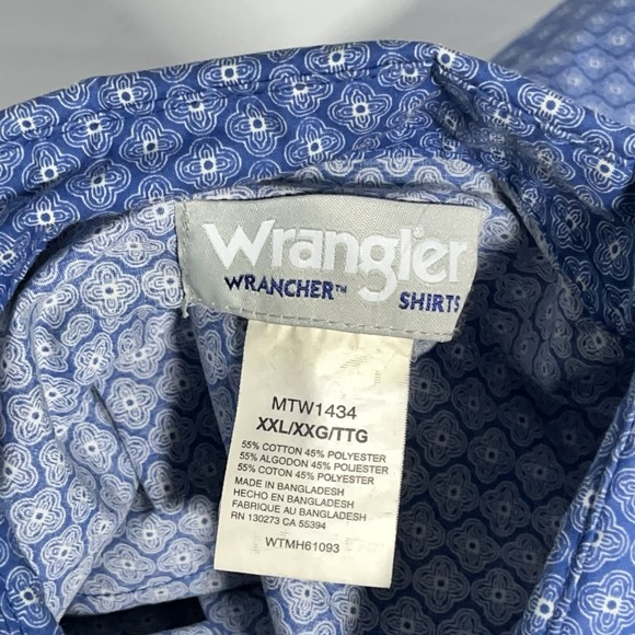 Wrangler Rancher Western Pearl Snap Shirt Mens XXL Blue Cowboy Yellowstone Rodeo - Picture 7 of 7